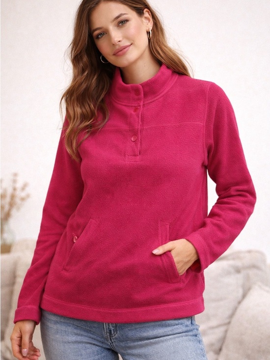Westbound Tops - Westbound Pink Textured Knit Pullover Mock Neck Sweatshirt Size S